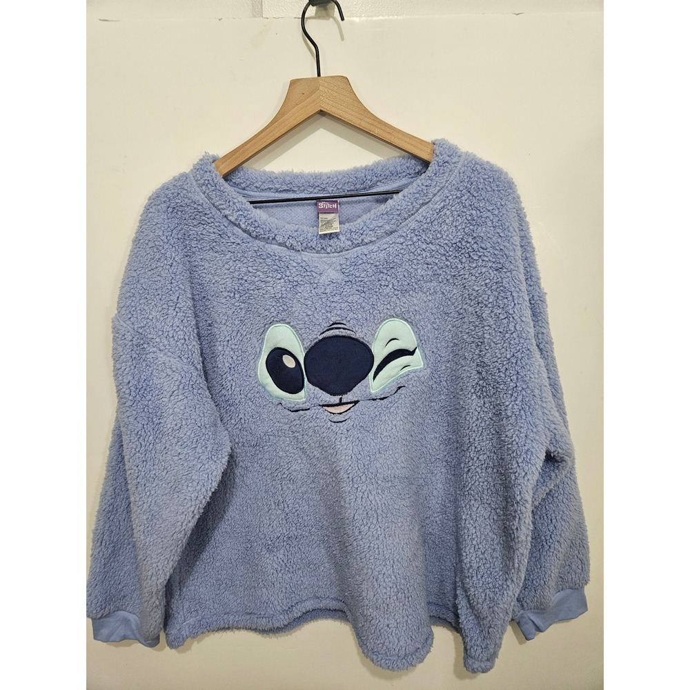 Disney Stitch Faux Fur Sherpa Sleepwear Sweatshirt Blue 2X LZ44901SB
